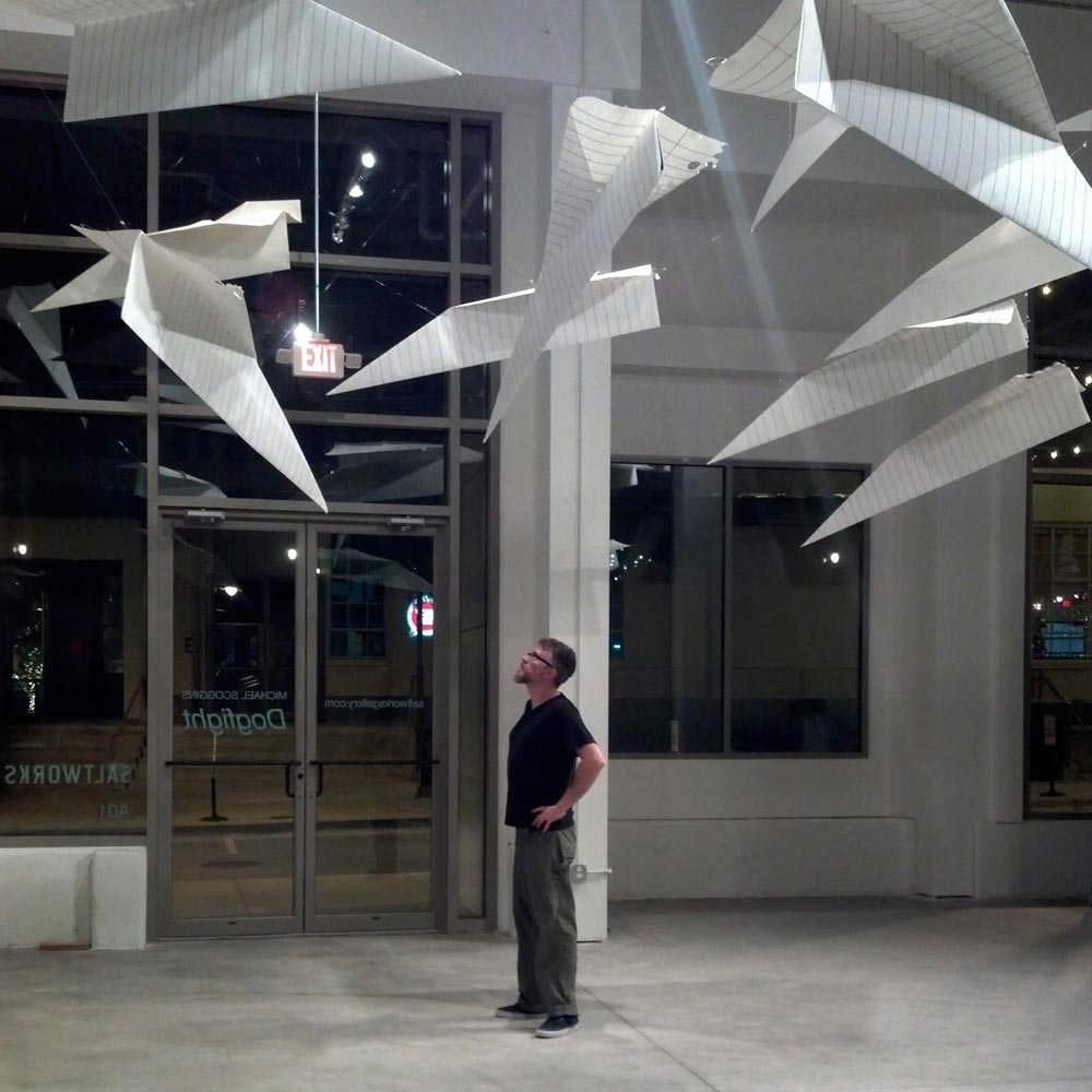 Michael Scoggins, Dogfight, prismacolor on paper, wire, dimensions variable, 2013 Michael Scoggins, Dogfight, prismacolor on paper, wire, dimensions variable, 2013