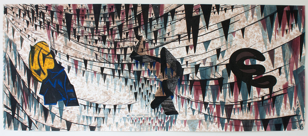 Alejandro Aguilera, Art-icons Parade, 2013, Ink and collage on paper, 40 x 95.5 inches Alejandro Aguilera, Art-icons Parade, 2013, Ink and collage on paper, 40 x 95.5 inches