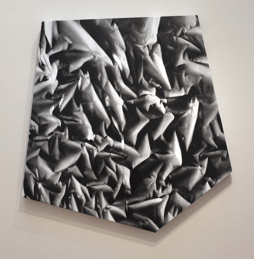 Bonnie Maygarden, Virtuous Reality III, 2013, Enamel on pleather, 48 x 48 inches Bonnie Maygarden, Virtuous Reality III, 2013, Enamel on pleather, 48 x 48 inches